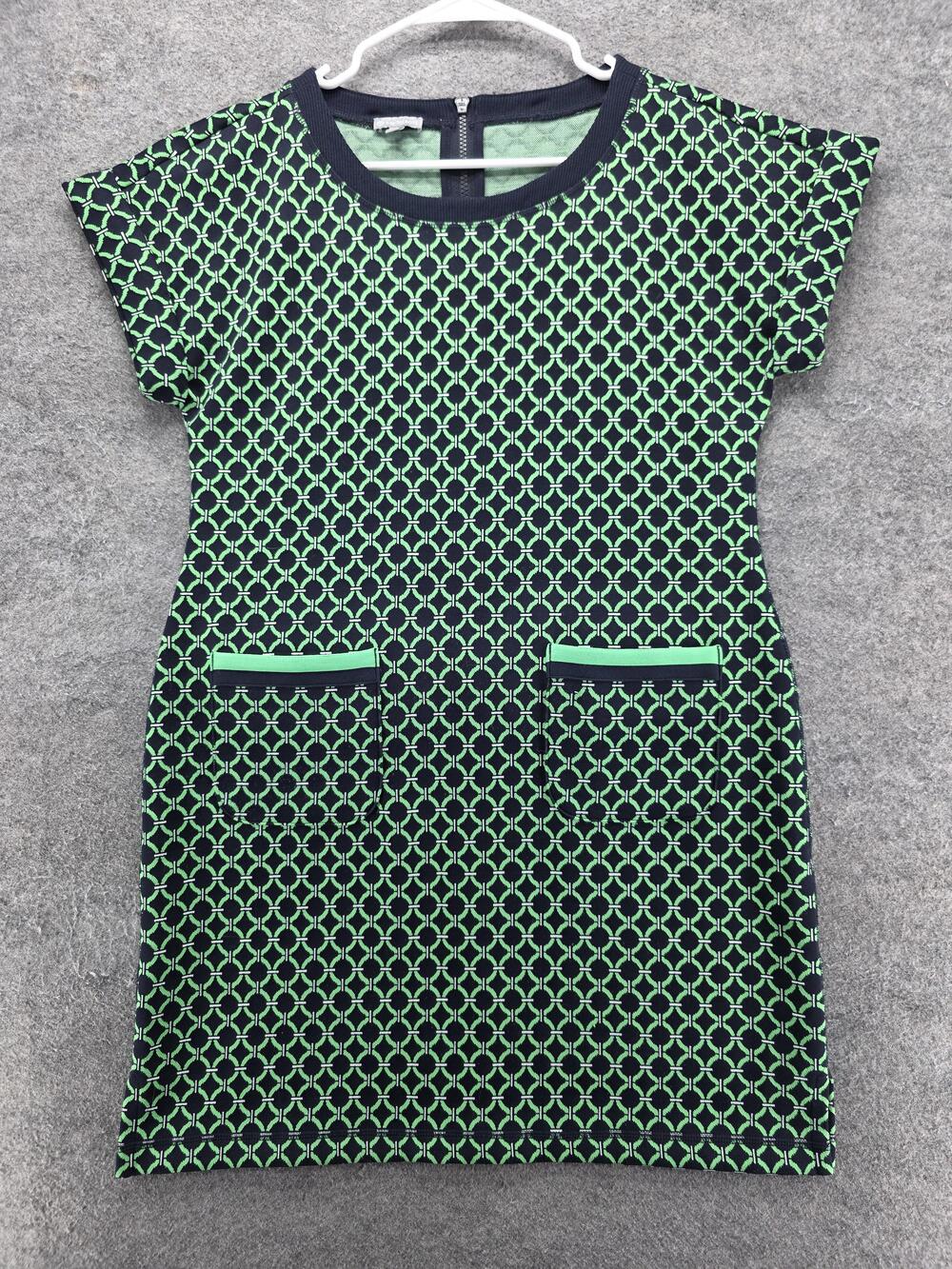 T By Talbots Dress Womens S Blue Shift Short Jacquard Pockets Workwear Office